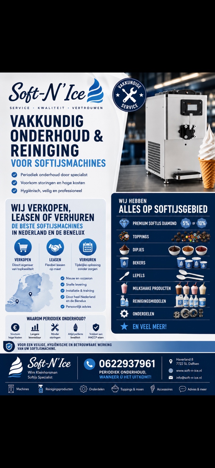 Vakkundig onderhoud van softijsmachines